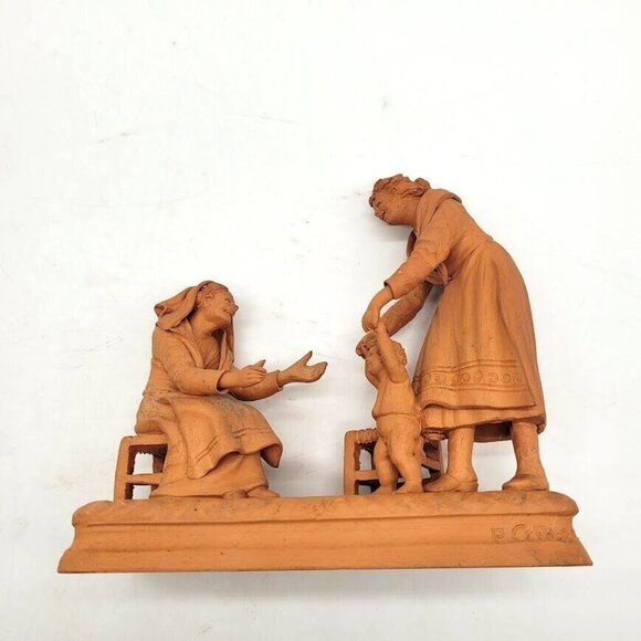 RARE Grasso Signed Terracotta Sculpture Italy Learning To Walk Handmade Estate - Picture 2 of 12